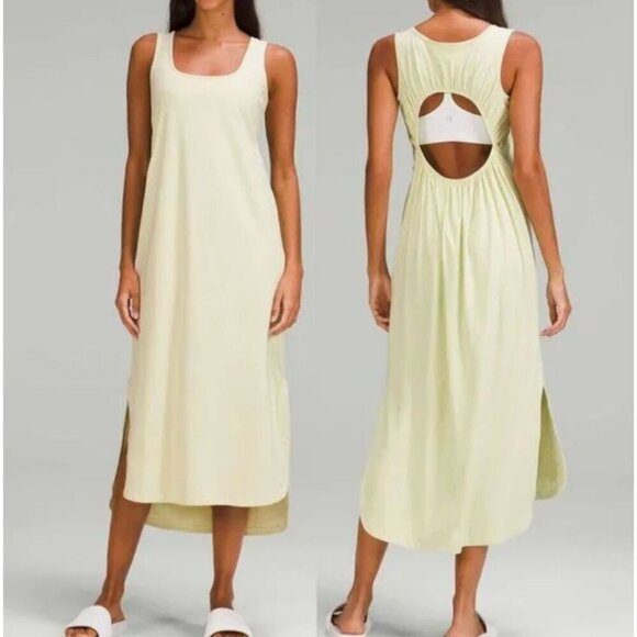 Lululemon Pima Cotton Open Back Midi Dress Size 8 Dewy - Picture 2 of 6